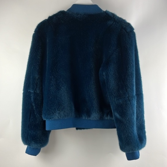 Elizabeth and James Ellington Blue Faux-Fur Bomber Jacket - Picture 2 of 7